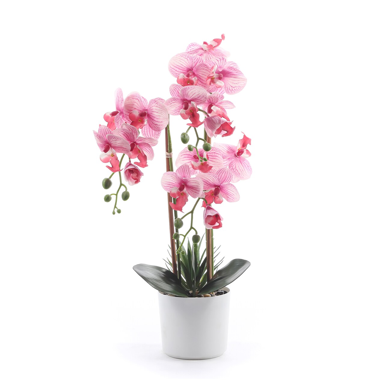 Fake Flowers with Vase, Faux Orchid, Artificial Flowers in Vase, Fake Orchid Fake Plant, Artificial Orchids, Fake Flowers for Decoration in Vase, Fake Orchid, Orquideas Artificiales Grandes - Pink